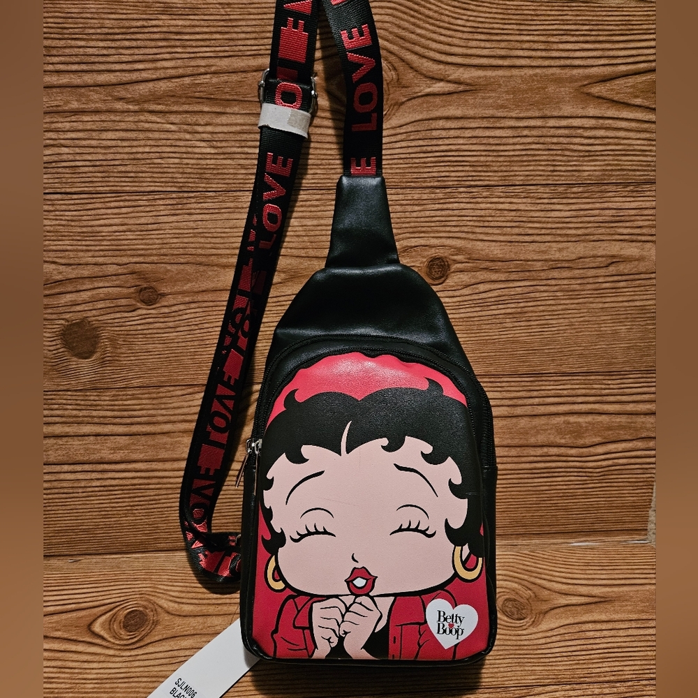 Betty Boop Black and Red Sling Bag Purse Backpack - Picture 2 of 8